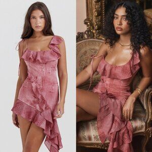 HOUSE OF CB 'Lyrah' Pink Print Ruffle Mini Dress